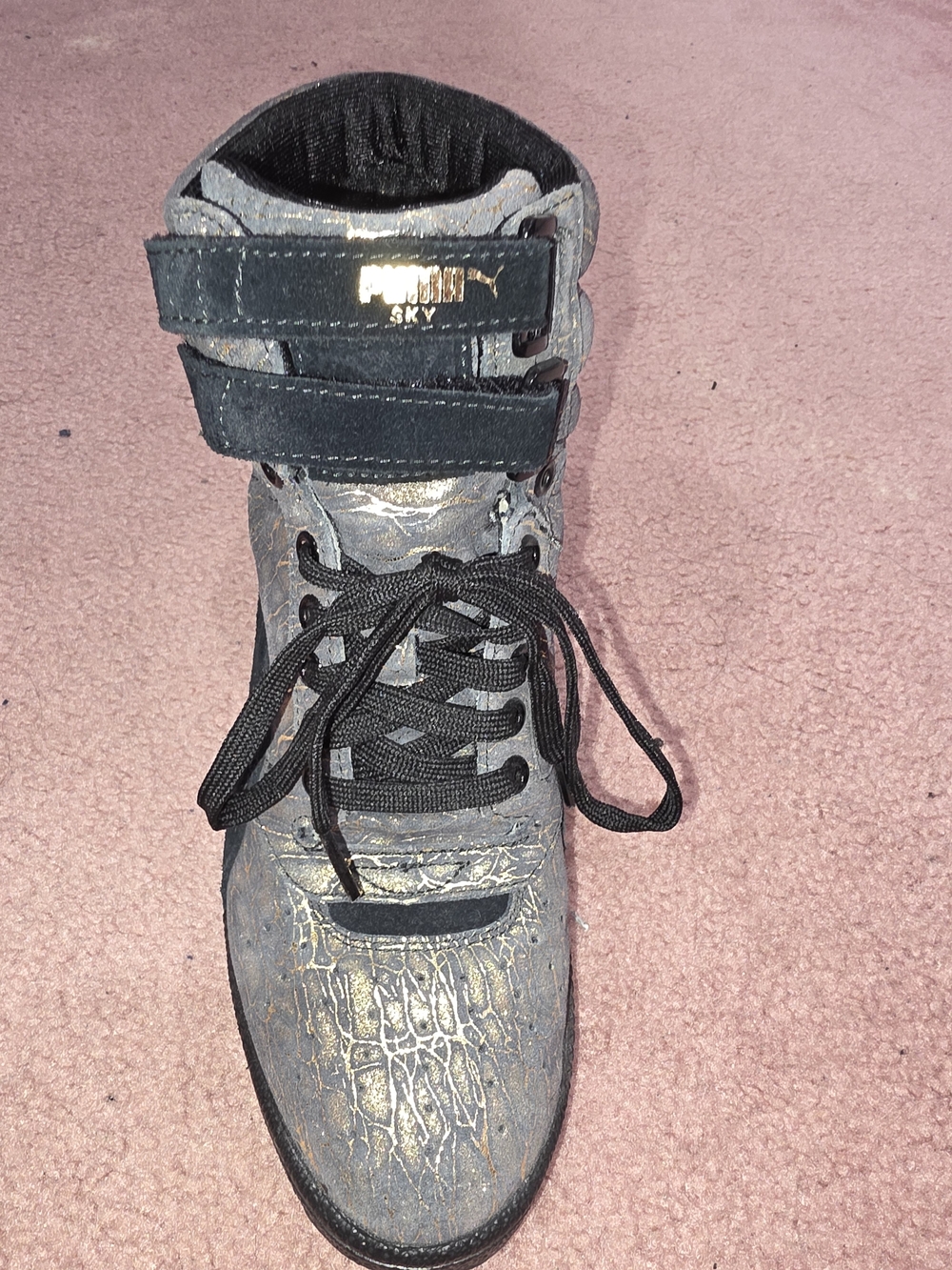 PUMA Sky High-Top Metallic Black & Gold Women's Sneakers - Picture 15 of 16